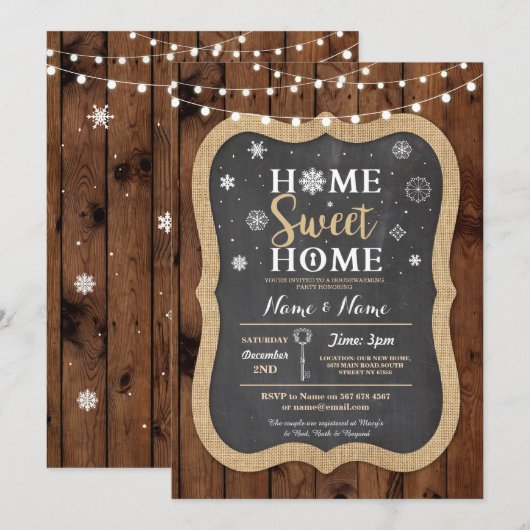 Housewarming Sweet Home Kerst Winter Uitnodigen Kaart (Voorkant / Achterkant)