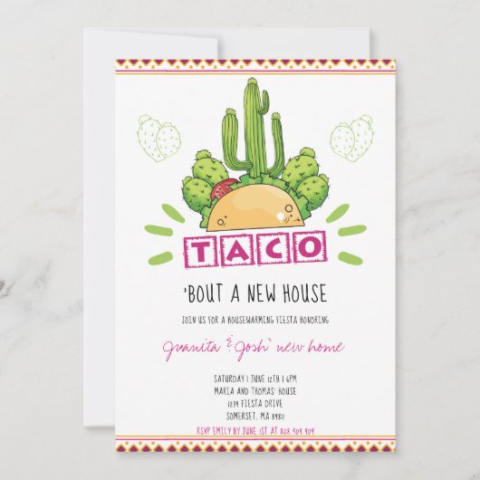Housewarming Taco 'Over een nieuw huis Fiesta Pink Kaart (Voorkant)