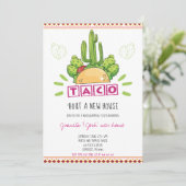 Housewarming Taco 'Over een nieuw huis Fiesta Pink Kaart (Staand voorkant)