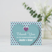 HOUSEWARMING Thank You Hearts Stippen B03 AQUA Briefkaart (Staand voorkant)