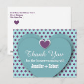 HOUSEWARMING Thank You Hearts Stippen B03 AQUA Briefkaart (Voorkant / Achterkant)