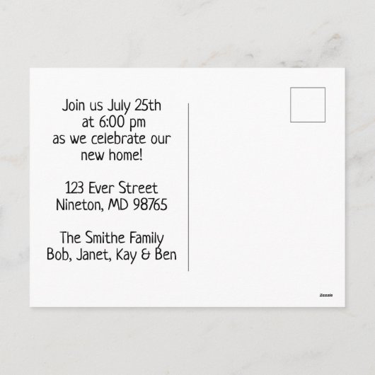 Housewarming Uitnodigen Briefkaart (Achterkant)