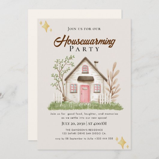 housewarming-uitnodiging kaart (Voorkant / Achterkant)