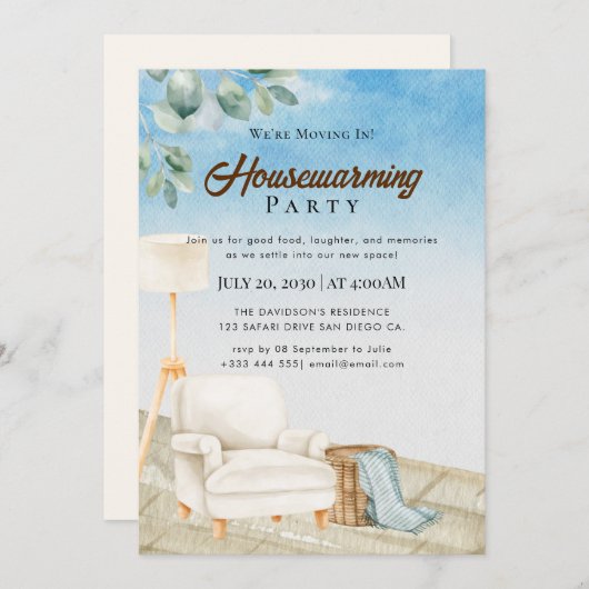 housewarming-uitnodiging kaart (Voorkant / Achterkant)