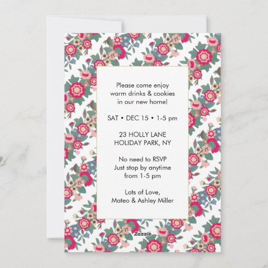 Housewarming Vakantie Open Huis Uitnodiging (Achterkant)