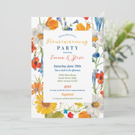 Housewarming Vrouwen Bloemen Zomer Kleur Bloemen Kaart (Staand voorkant)