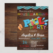Housewarming Zwembad Party Uitnodiging (Voorkant / Achterkant)