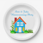 Housewarmingfeest met monogram tafelpapier 9" papieren bordje (Voorkant)