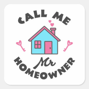 Housewarmingparty Bel me maar Huisbaas Vierkante Sticker