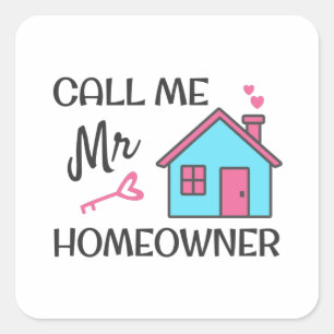 Housewarmingparty Bel me maar Huisbaas Vierkante Sticker