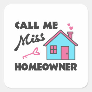 Housewarmingparty Bel me Miss Huiseigenaar Vierkante Sticker