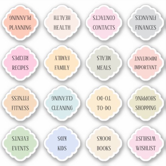 Housewife Index Tabs Binder Divider Bujo Planner Sticker (Voorkant)