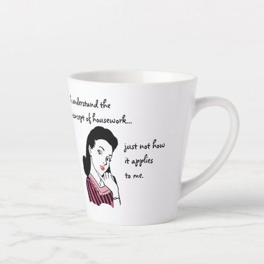 Housework Concept Funny Latte Mok (Rechts)