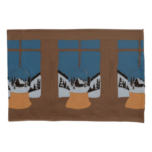 Housse d'Oreiller Hivernale - Boule à Neige Kussensloop (Voorkant)