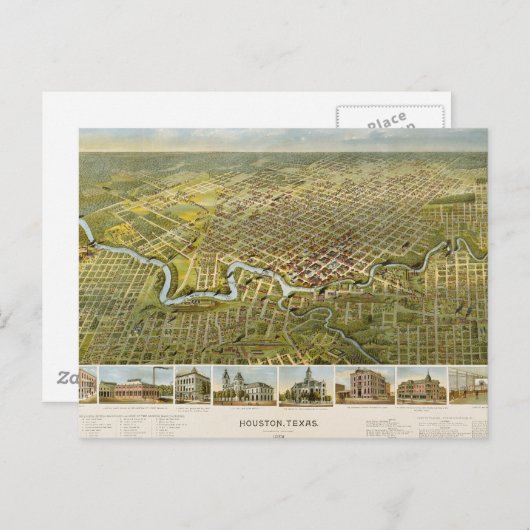 Houston 1891 briefkaart (Voorkant / Achterkant)
