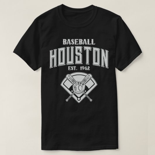 Houston Baseball EST 1962 Wit Tekst T-shirt (Design voorkant)