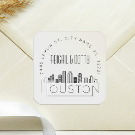 Houston Bestemming Bruiloft Vierkante Sticker