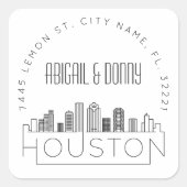 Houston Bestemming Bruiloft Vierkante Sticker (Voorkant)
