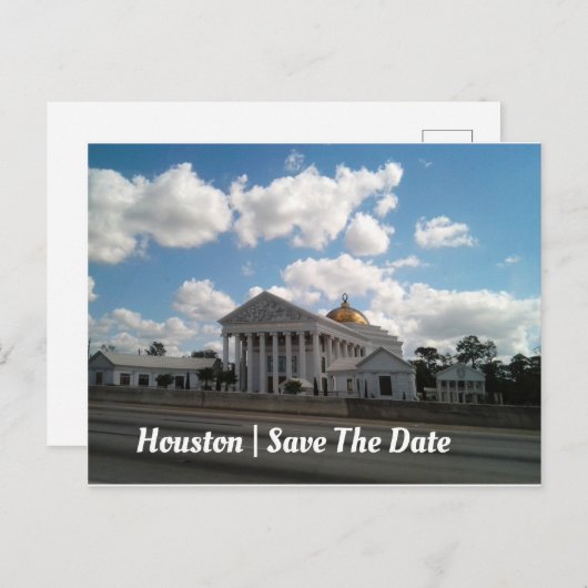 Houston | Briefkaart voor bekendmaking datum opsla (Voorkant / Achterkant)
