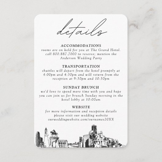 Houston bruiloft details behuizing Kaart (Voorkant)