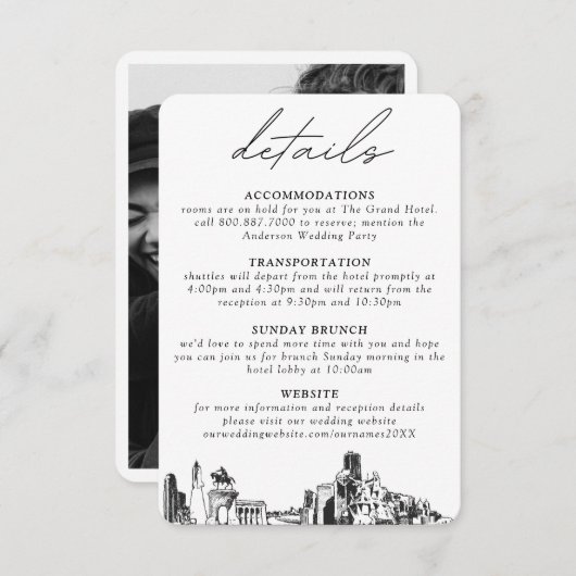 Houston bruiloft details behuizing Kaart (Voorkant / Achterkant)