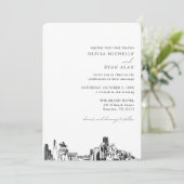 Houston bruiloft elegante skyline uitnodiging (Staand voorkant)