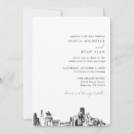 Houston bruiloft elegante skyline uitnodiging