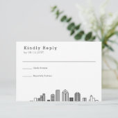 Houston bruiloft | Gestileerde Skyline RSVP Kaartje (Staand voorkant)