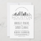 Houston bruiloft | Gestileerde Skyline uitnodiging (Voorkant)