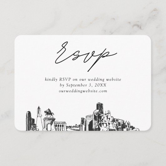 Houston Bruiloft Minimalistische schets RSVP Informatiekaartje (Voorkant)