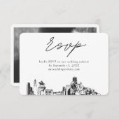 Houston Bruiloft Minimalistische schets RSVP Informatiekaartje (Voorkant / Achterkant)