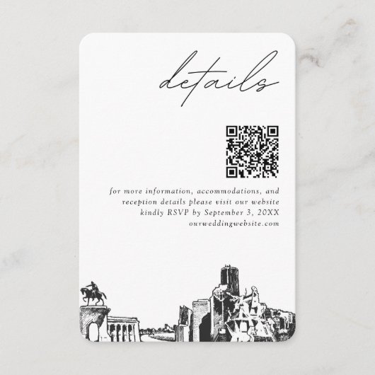 Houston bruiloft moderne details QR-code Informatiekaartje (Voorkant)