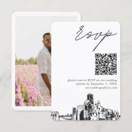 Houston Bruiloft Moderne RSVP QR Code Informatiekaartje