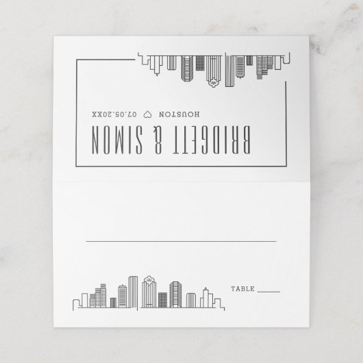 Houston bruiloft | Tabelnaam Kaarten plaatsen Plaatskaartje (Buitenkant ongevouwen)