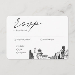 Houston Bruiloft Traditionele RSVP Maaltijd Optie Informatiekaartje