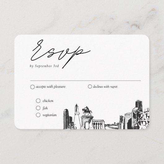 Houston Bruiloft Traditionele RSVP Maaltijd Optie Informatiekaartje (Voorkant)