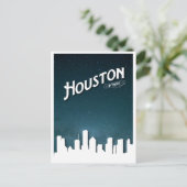 Houston by Night Skyline - Houston, Texas, VS Feestdagenkaart (Staand voorkant)