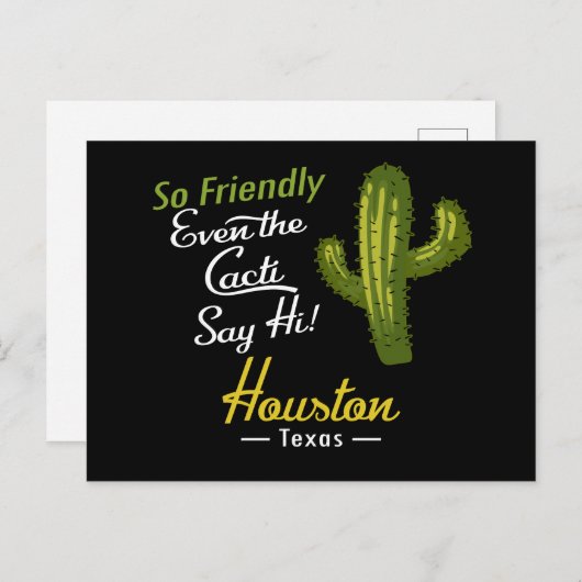 Houston Cactus Funny Retro Briefkaart (Voorkant / Achterkant)
