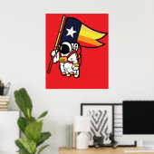 Houston Champ Texas Flag Astronaut Space City Poster (Thuiskantoor)