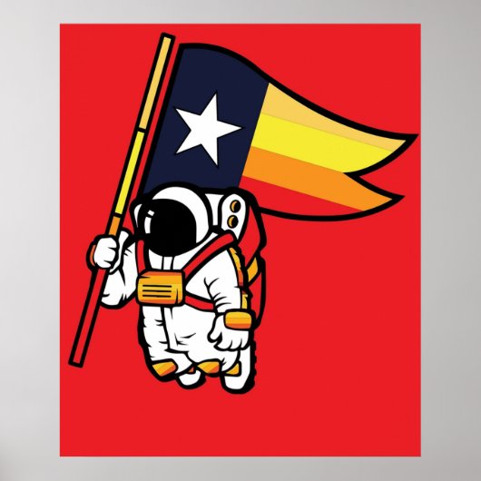 Houston Champ Texas Flag Astronaut Space City Poster (Voorkant)