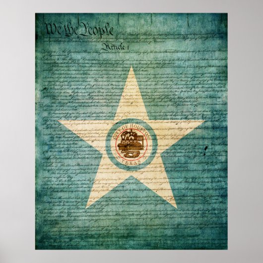 Houston City Flag Poster (Voorkant)