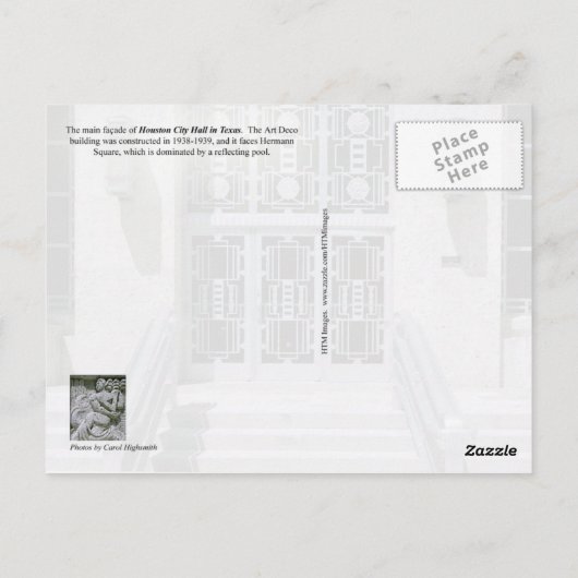 Houston City Hall, Texas Briefkaart (Achterkant)