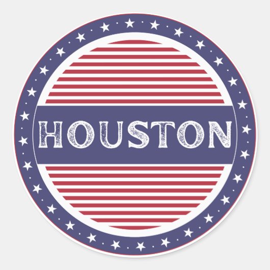 Houston City Pride Emblem – American Identity Ronde Sticker (Voorkant)