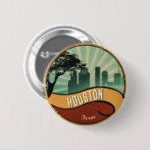 Houston City Skyline Retro  Button (Voorkant /achterkant)