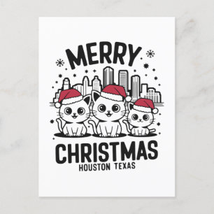 Houston City Texas Merry Christmas Cats Verenigde Briefkaart