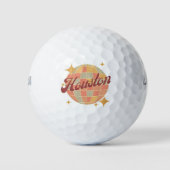 Houston City Texas Retro golfresort Golfballen (Voorkant)