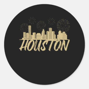 Houston City Texas Vuurwerk Ronde Sticker