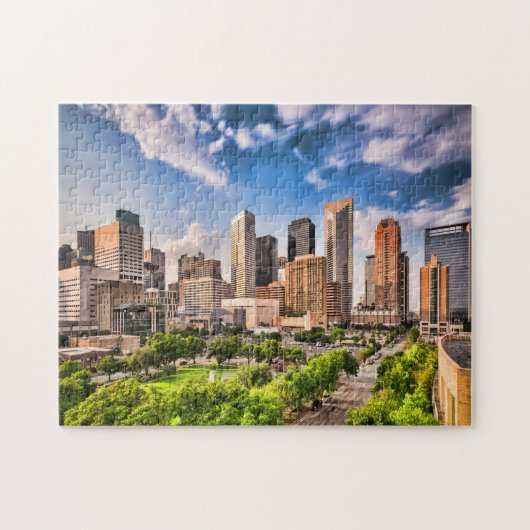 Houston Cityscape Buildings Jigzaag Puzzle Legpuzzel (Horizontaal)