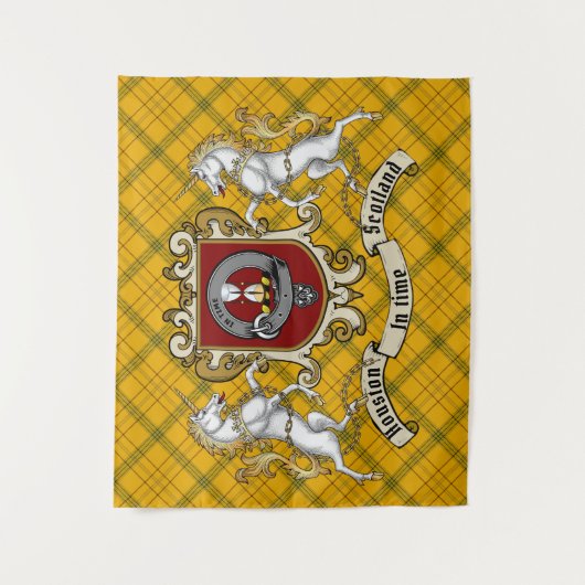 Houston Clan Badge & Unicorns w/Tartan Wandkleed (Voorkant)