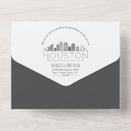 Houston Deco Skyline | Bruiloft All In One Uitnodiging